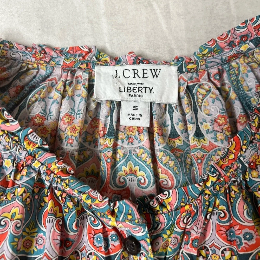 J. Crew Tie-Waist Organic Cotton Top in Liberty Giorgia Duke - Picture 8 of 10